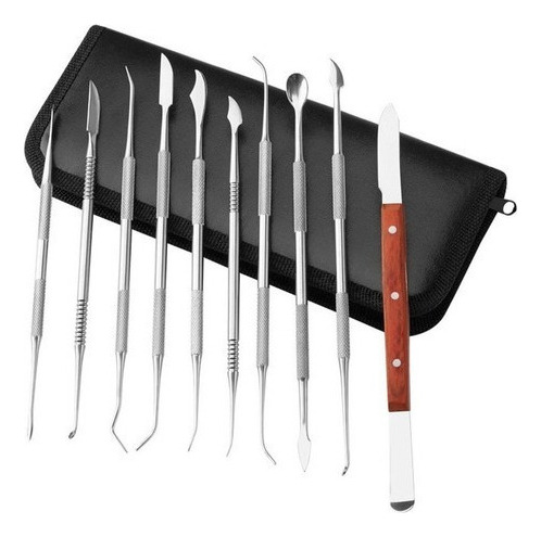 De Conjunto De 10 Utensilios Odontológicos De Acero