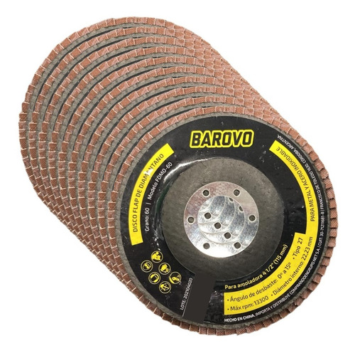 Imagen 2 de 9 de Disco Flap Desbaste 115 Grano 60 Diamantano Pack X10 Discos
