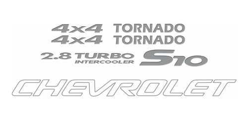 Kit Adesivos Emblemas S10 4x4 Tornado 2006 Prata S10kit53