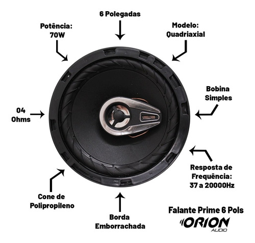Imagem 2 de 8 de Kit 4 Auto Falante 6 Pol 280w Prime + Modulo Stetsom 160.2