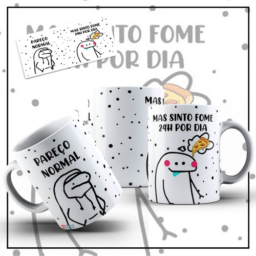Imagem 2 de 5 de Caneca Flork Meme Frase Divertida Sinto Fome 24h Por Dia