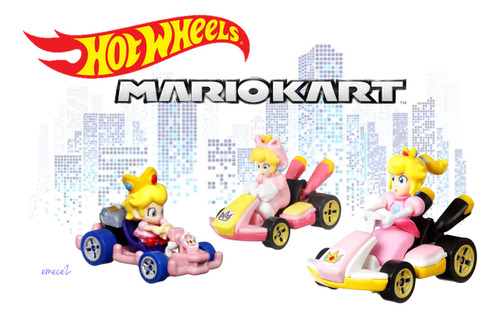 Hot Wheels Mario Kart Set 3 Carritos Peach 