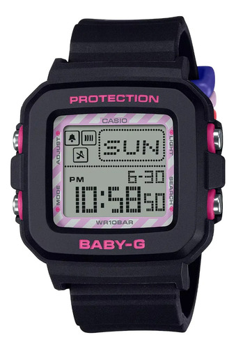 Reloj Casio Baby-g Kuromi Bgd-10kkm-1 Correa Negro Bisel Negro Fondo Gris
