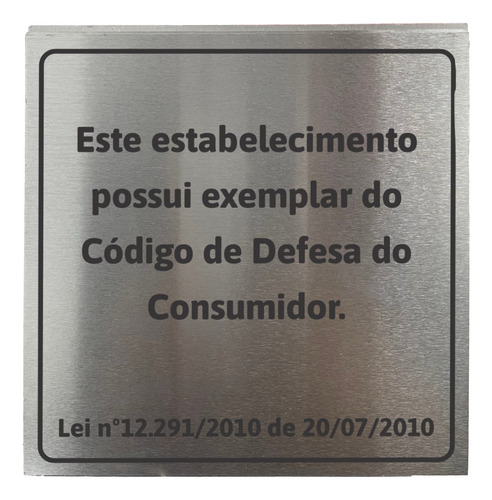 Placa Sinalização Código De Defesa Do Consumidor 13x13cm