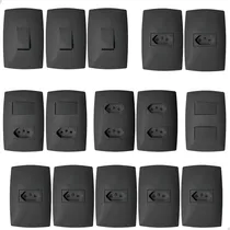 Comprar Tomadas Interruptores 15 Peças Casa Completa Blux Preto