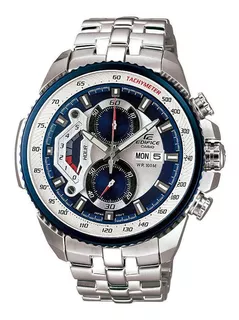 Reloj Casio Edifice Ef-558d-2avudf Hombre Color de la correa Plata Color del bisel Azul Color del fondo Azul