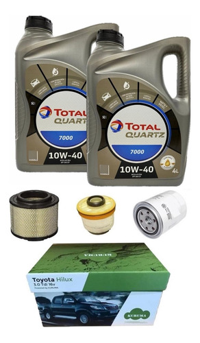 Aceite Total 7000 10w40 + Kit Filtros Toyota Hilux 2.5 - 3.0
