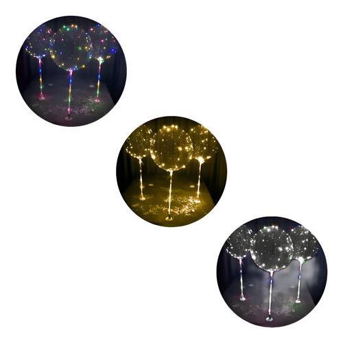 Globo Luminoso Led Palito X 12uni + Pilas + Base De Mesa Blanco Burbuja