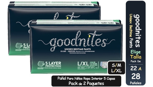 Pañales Goodnites Ropa Interior Pants Pack X2 Elige Talla