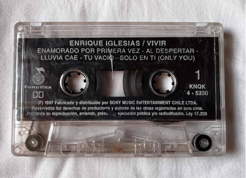 Cassette Original Enrique Iglesias Vivir Sin Carátula