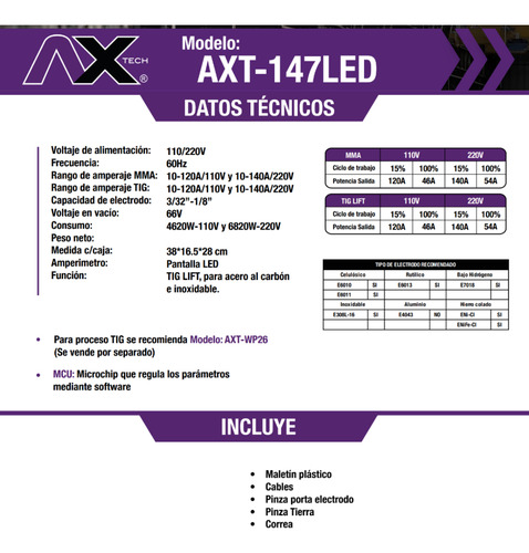 Soldadora Inversor 140a 110/220v Miniesmeril+discos Ax Tech