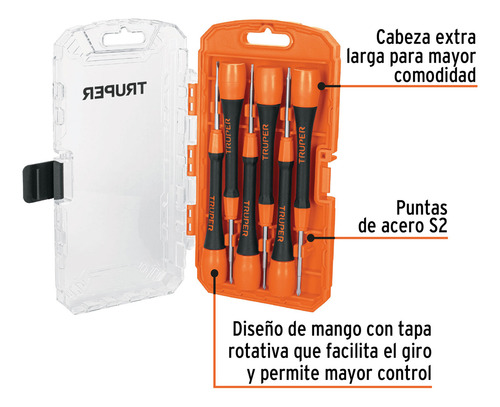Juego Con Desarmadores De Precisión 6 Piezas Truper 14202