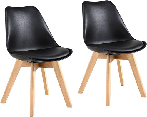 Silla Tipo Eames Acojinada Set De 2 Piezas Minimalista Cantidad De Sillas Por Set 2 Color Del Asiento Negro