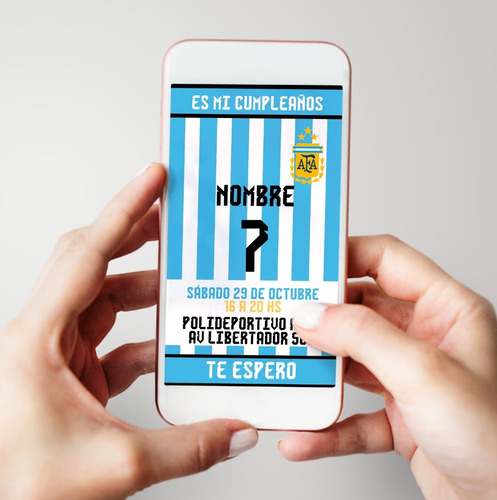 Tarjeta Digital Invitación Cumpleaños Argentina Futbol 