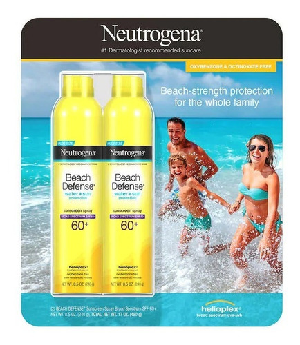 Imagen 1 de 2 de Protector Solar Neutrogena Beach Defence 60+ Spray 240 G X 2