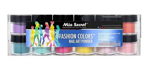 Mia Secret Fashion Color Nail Art Polvo 12 Colores Mix