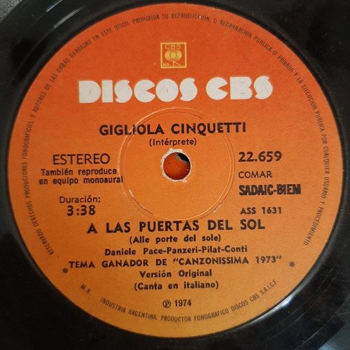 Simple Gigliola Cinquetti Discos Cbs C17