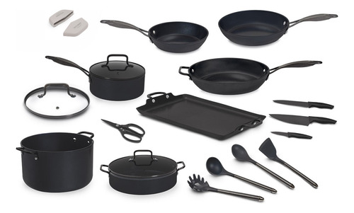 Batería De Cocina Jade Cook Black + Horno Digital / Freidora Negro