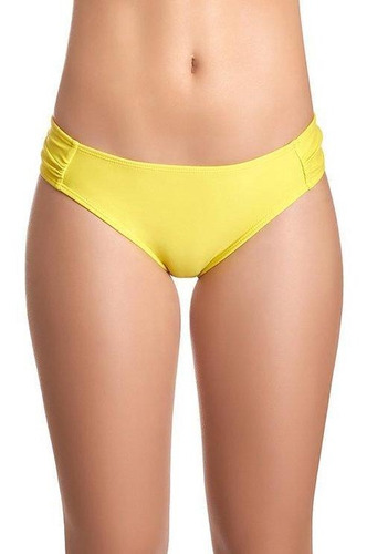 Bikini Calzón Con Drapeado Color Amarillo