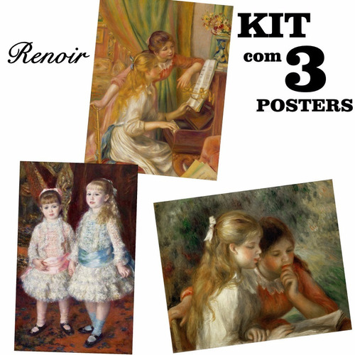 Kit 3 Posters Hd Obras De Auguste Renoir - Para Decorar Casa