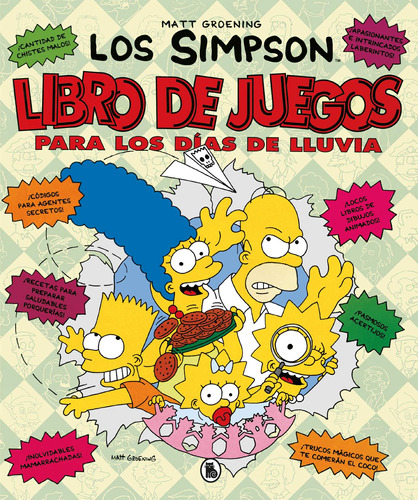 Libro de juegos para los días de lluvia, de Groening, Matt. Serie Los Simpson. Actividades Editorial Bruguera, tapa dura en español, 2020