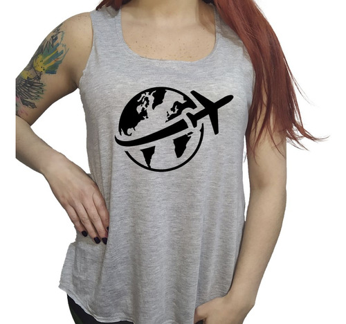 Musculosa Acampanada Avion Plane Mundo World Viaje Travel Ne