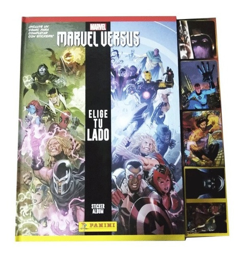 Álbum Tapa Dura Marvel Versus + 12 Stickers + 3 Cartas