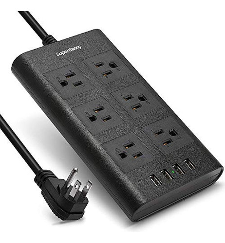 Superdanny Power Strip Negro Estación De Carga Protector De