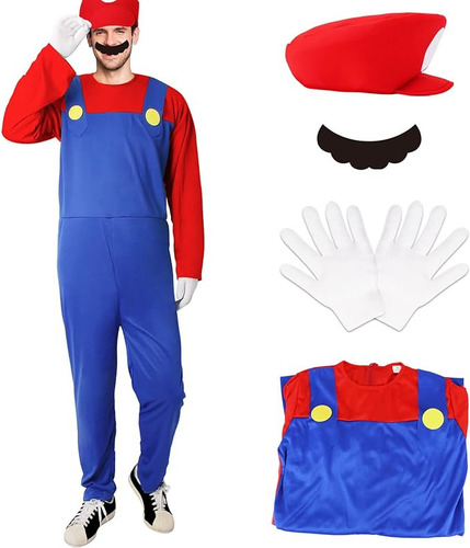 Disfraz De Fontanero Para Adulto-disfraz De Halloween Para Hombre Traje De Cosplay Con Accesorio Niños Con Guantes Y Barbas Halloween Cosplay