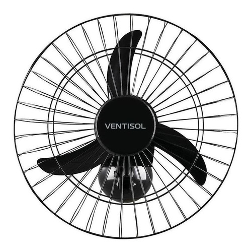 Ventilador de parede Ventisol Comercial preto com 3 pás de plástico, 60cm de diâmetro 127V/220V