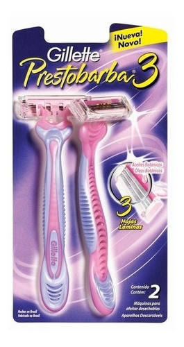 Aparelho De Depilação Gillette Prestobarba 3 Feminino 2 Unid