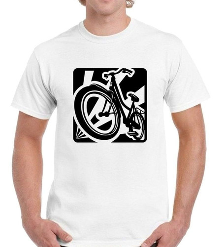 Remera De Hombre Dibujo Bicicleta Ciclisto Aventura M1