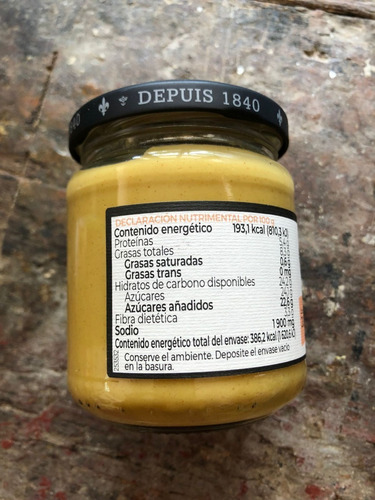 Mostaza A La Miel Dijon Francesa 1 Frasco De 200 Gr.