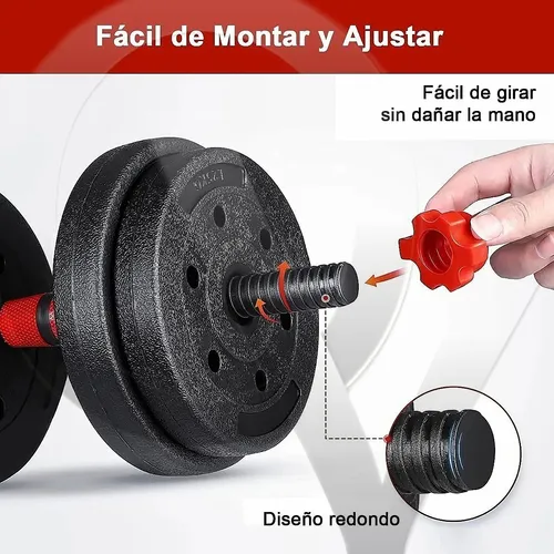 Mancuernas Kit Pesas Barra Recta Ejercicio Ajustable 25 Kg