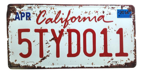 Placa Carro Antiga Decorativa Metálica California 414-2