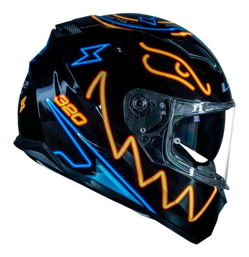 Capacete Fechado C/viseira Solar Ls2 Ff320 Tamanho Do Capacete 61/62 (xl) Cor Neon Azul/laranja