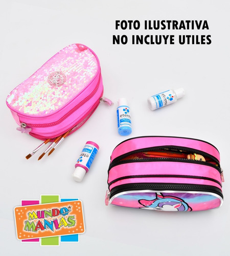 Imagen 3 de 7 de Cartuchera Doble Cierre Footy Unicornio Con Luz Led