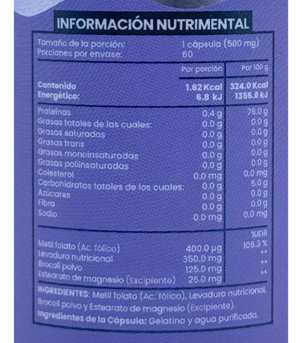 Metil Folato 60 Capsulas Tibet Ácido Fólico 5-methyl-thf