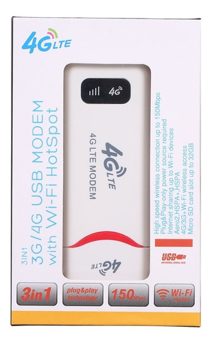 4g Portátil Mini Wifi Router Módem Usb 100mbps Lte Fdd Con