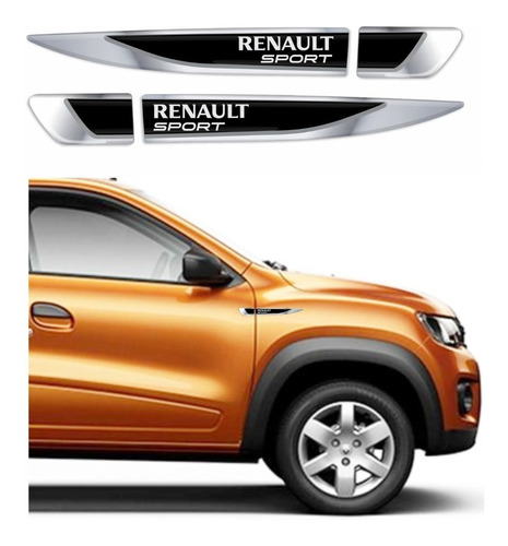 Par Adesivo Aplique Resinado Para Renault Kwid Sport 18432 Cor CROMADO