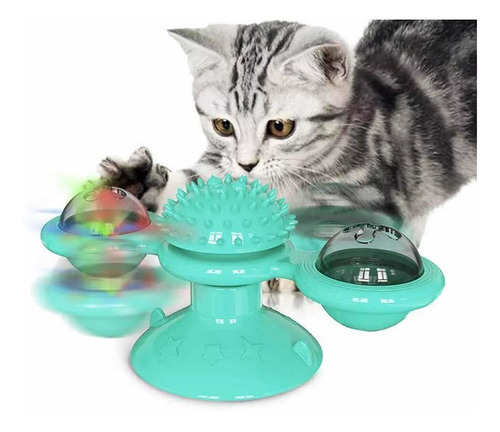 Practico Juguete Giratorio Para Gatos Con Ventosa 2 Bolas