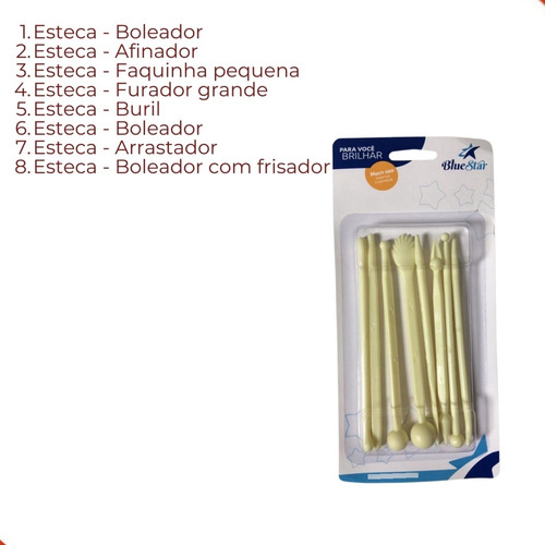 Jogo De Estecas Plasticas Para Biscuit Bluestar Com 08 Peças