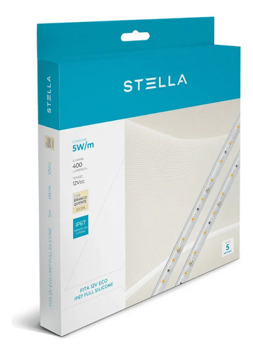 Fita Eco Silicone Stella Ip67 12v 5w/m 3000k + Fonte