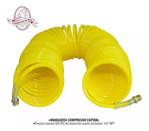 Manguera Compresor Resorte Espiral Aire 15m 1/4 300 Psi