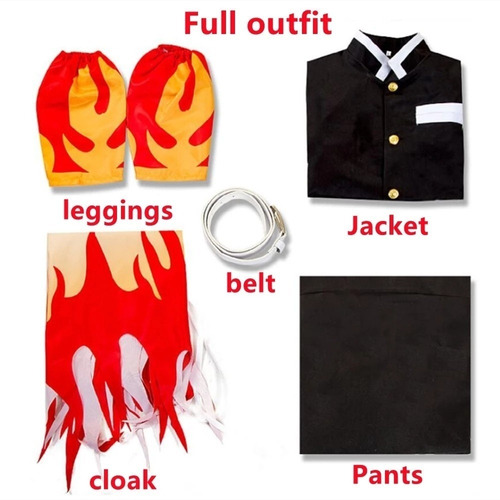 Imagen 5 de 5 de Disfraz De Fiesta Uniforme De Cazador De Demonios Rengoku Ky