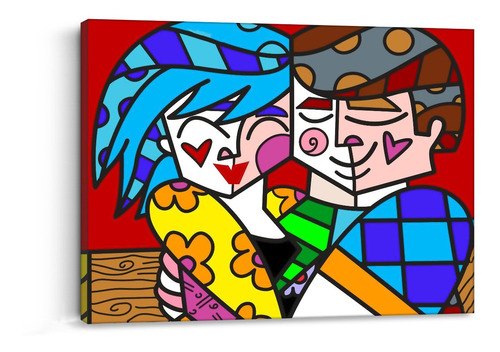 Cuadro Moderno Canvas Enamorados Romero Britto 64x80cm
