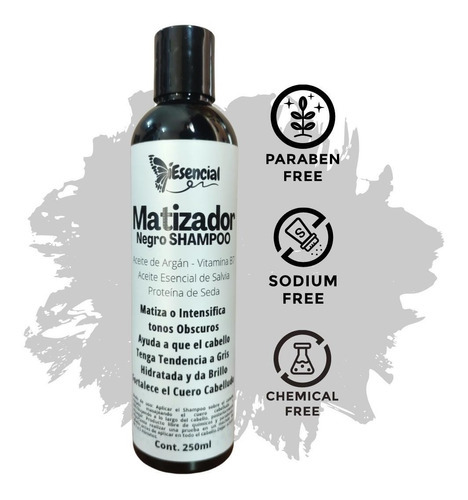  Shampoo Matizador Negro Natural Para Cabello Platinado 250ml