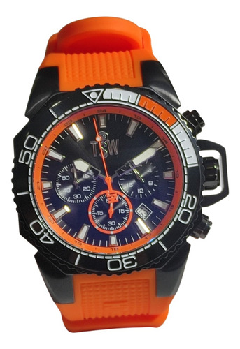 Reloj Technosport Hombre Ts-100-z3 Color De La Correa Naranja Color Del Bisel Negro Color Del Fondo Negro