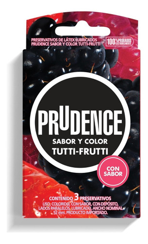 Preservativo Prudence Tutti-frutti, 1 Caja, 3 Unidades