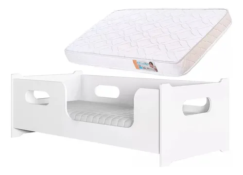 comprar Cama Montessoriana Encanto Branco Com Colchão 158cm